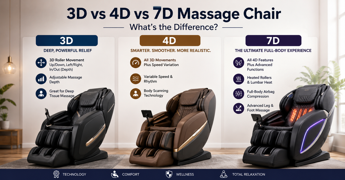 3D vs 4D vs 7D Massage Chair