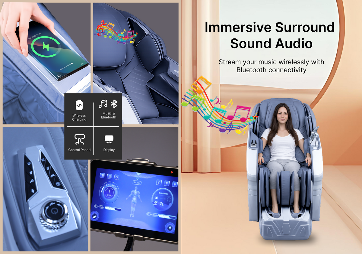 SOBO 7D AI Robotic Massage Chair | Auto Shoulder Detection | Dual Zero Gravity Recline & Full Body Stretch | SL Track with LED Ambient Lighting | 20 Auto Modes, Bluetooth & USB Charging | Full Body Massage Chair