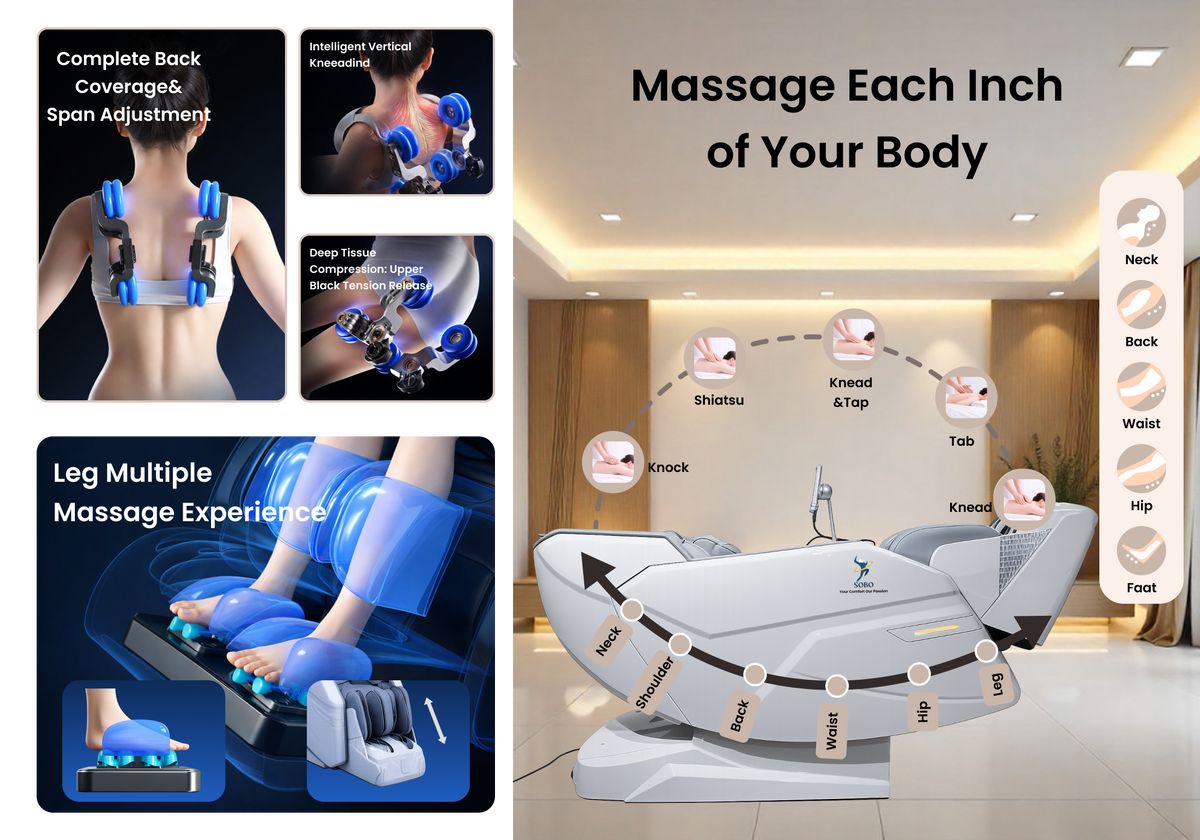 SOBO 7D AI Robotic Massage Chair | Auto Shoulder Detection | Dual Zero Gravity Recline & Full Body Stretch | SL Track with LED Ambient Lighting | 20 Auto Modes, Bluetooth & USB Charging | Full Body Massage Chair