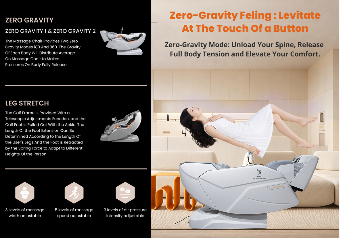 SOBO 7D AI Robotic Massage Chair | Auto Shoulder Detection | Dual Zero Gravity Recline & Full Body Stretch | SL Track with LED Ambient Lighting | 20 Auto Modes, Bluetooth & USB Charging | Full Body Massage Chair