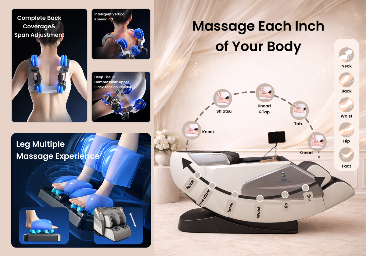 SOBO Premium Robotic Massage Chair | Auto Shoulder Position Detection | Zero Gravity Recline | Airbag Compression Therapy | Heating & Bluetooth Music | Full Body Massage Chair